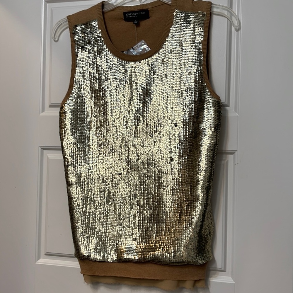 Jones New York collection sleeveless sequin sweater